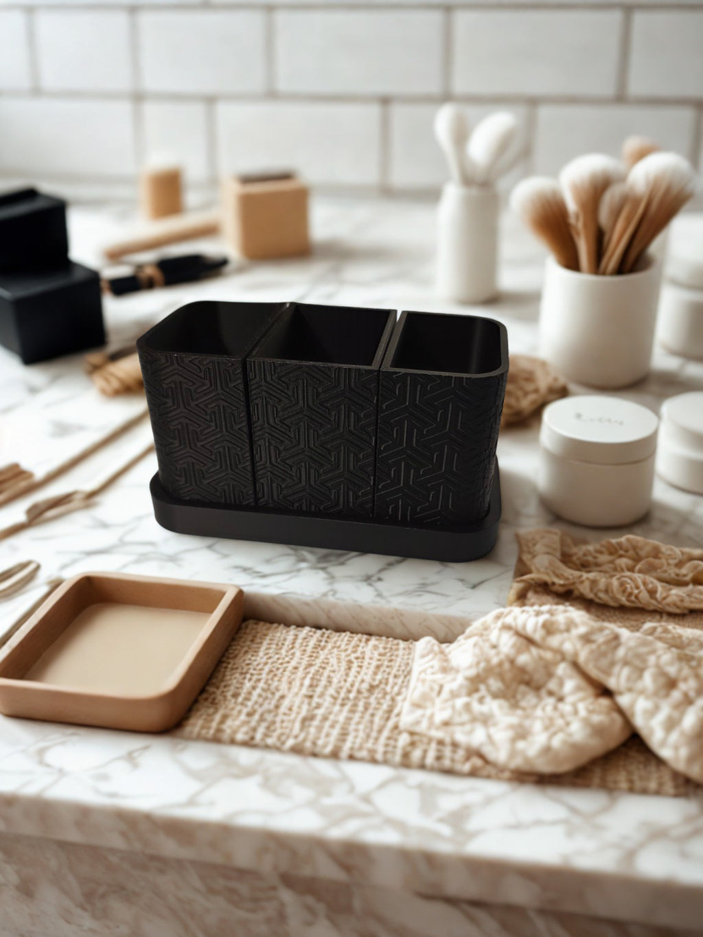 Minimalist 3-Compartment Desk & Vanity Organizer
