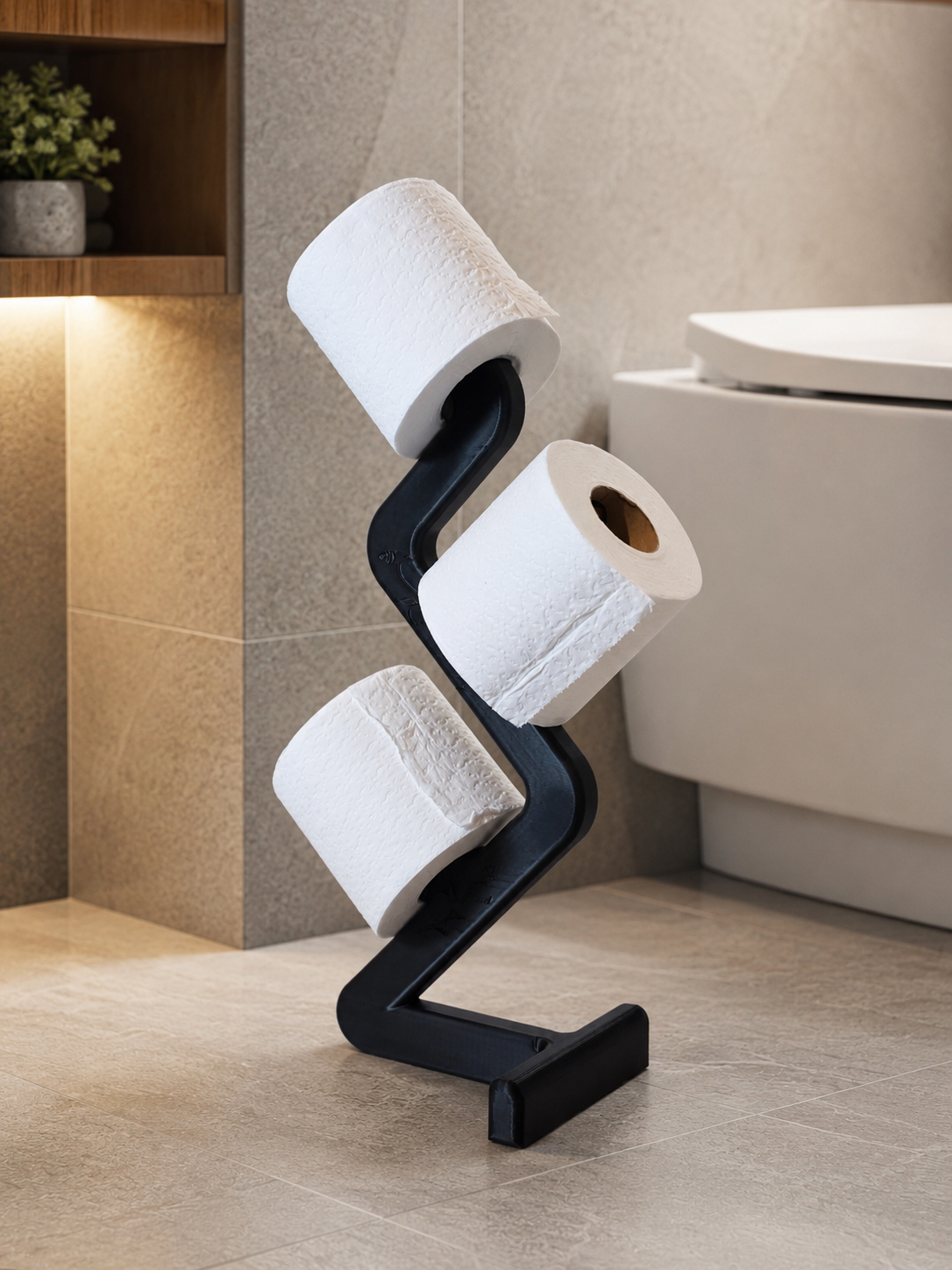 Modern 3-Roll Toilet Paper Stand | Freestanding Bathroom Storage