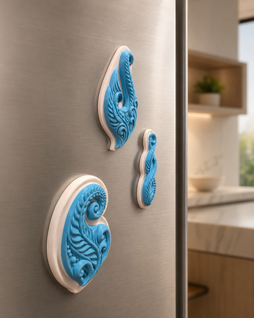Aotearoa-Inspired 3D Printed Fridge Magnet | NZ Made | Koru Fern Hook Design