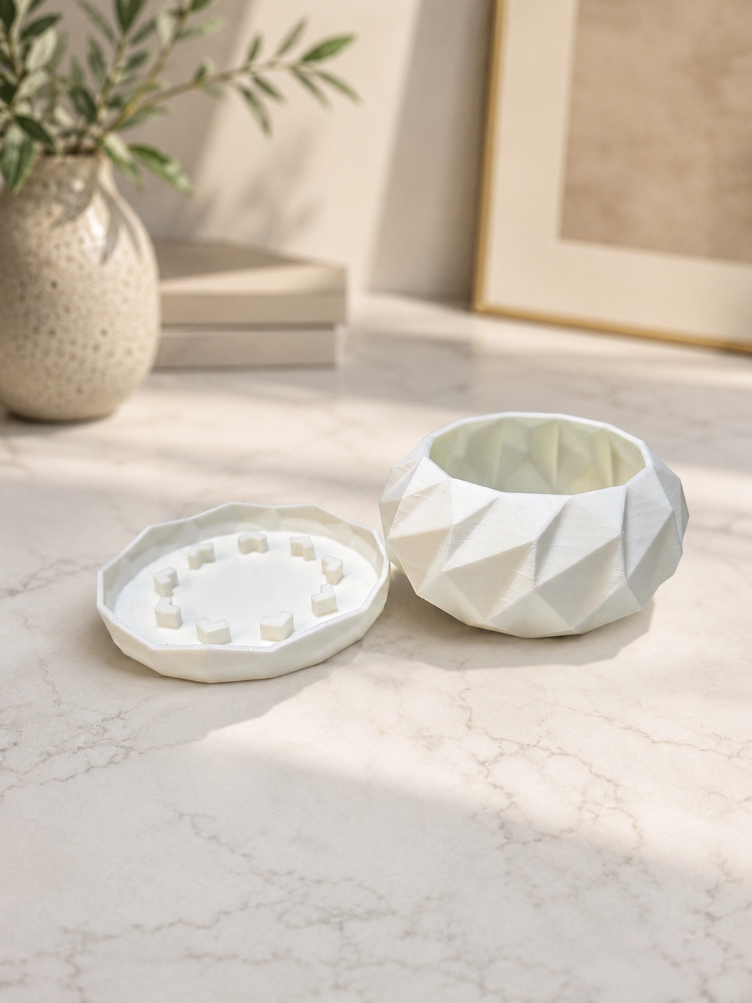 Modern Geo Planter Pot with Drainage Saucer