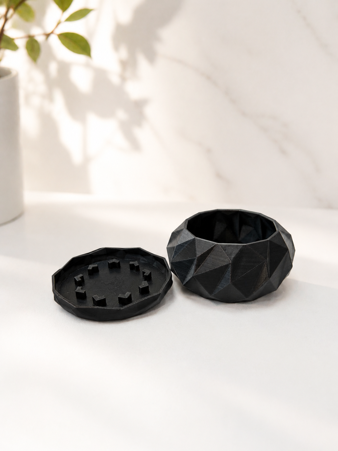 Modern Geo Planter Pot with Drainage Saucer