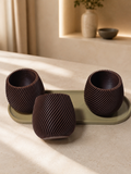 Triple Pot Set with Tray – Spiral Texture