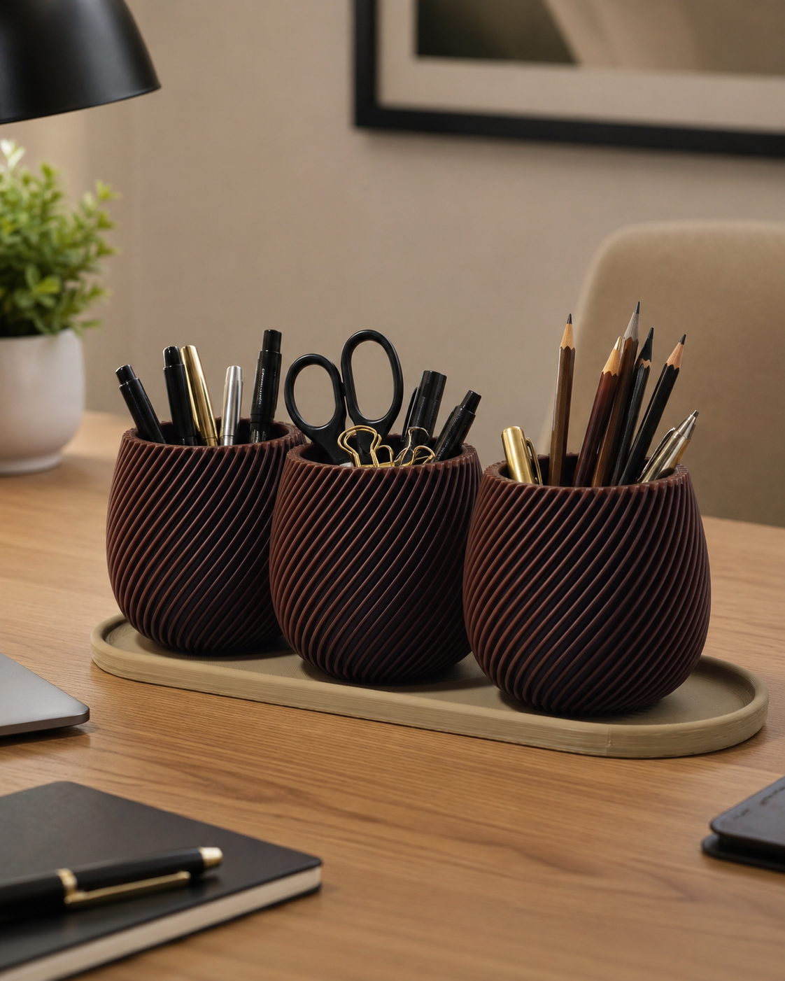 Triple Pot Set with Tray – Spiral Texture