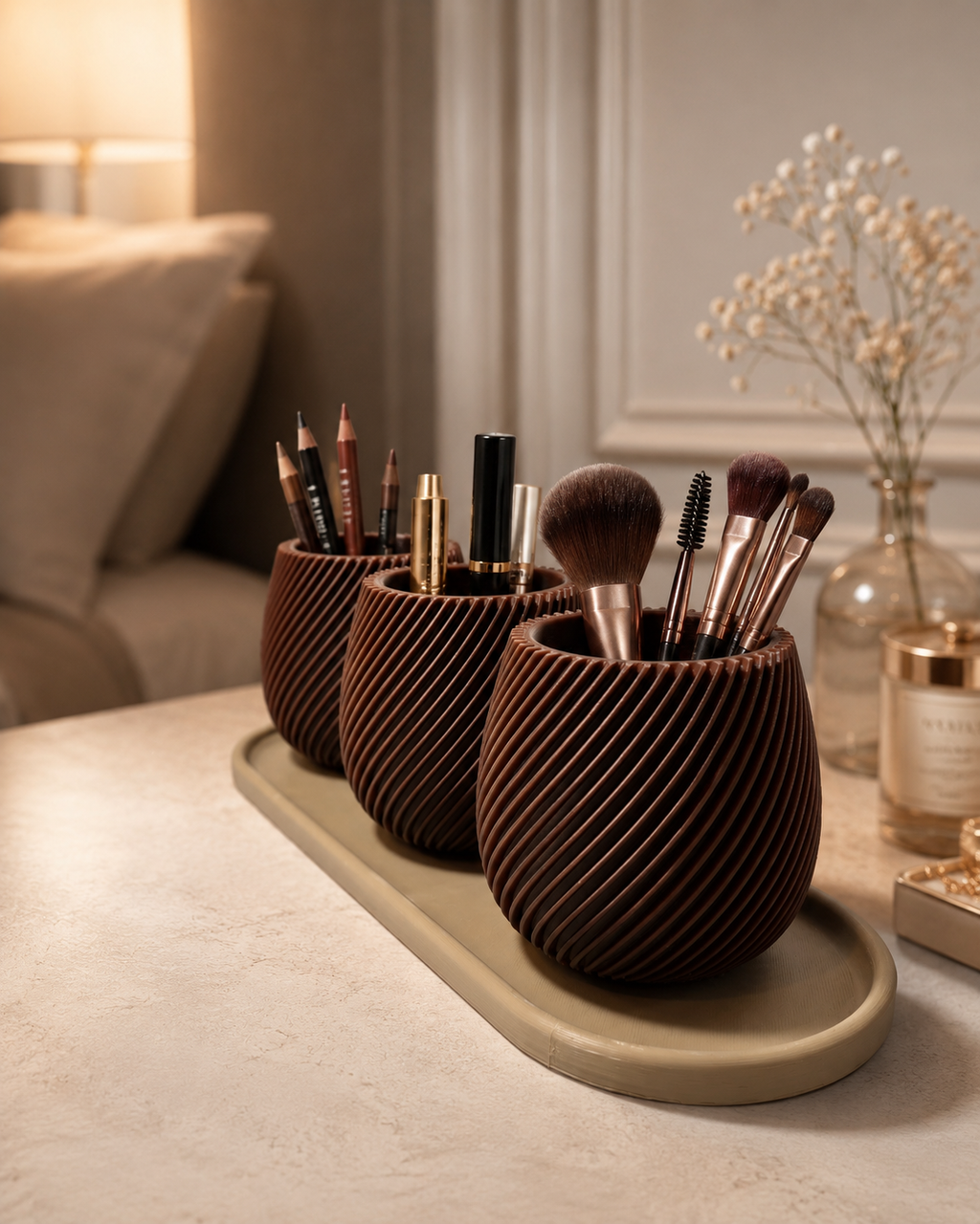 Triple Pot Set with Tray – Spiral Texture