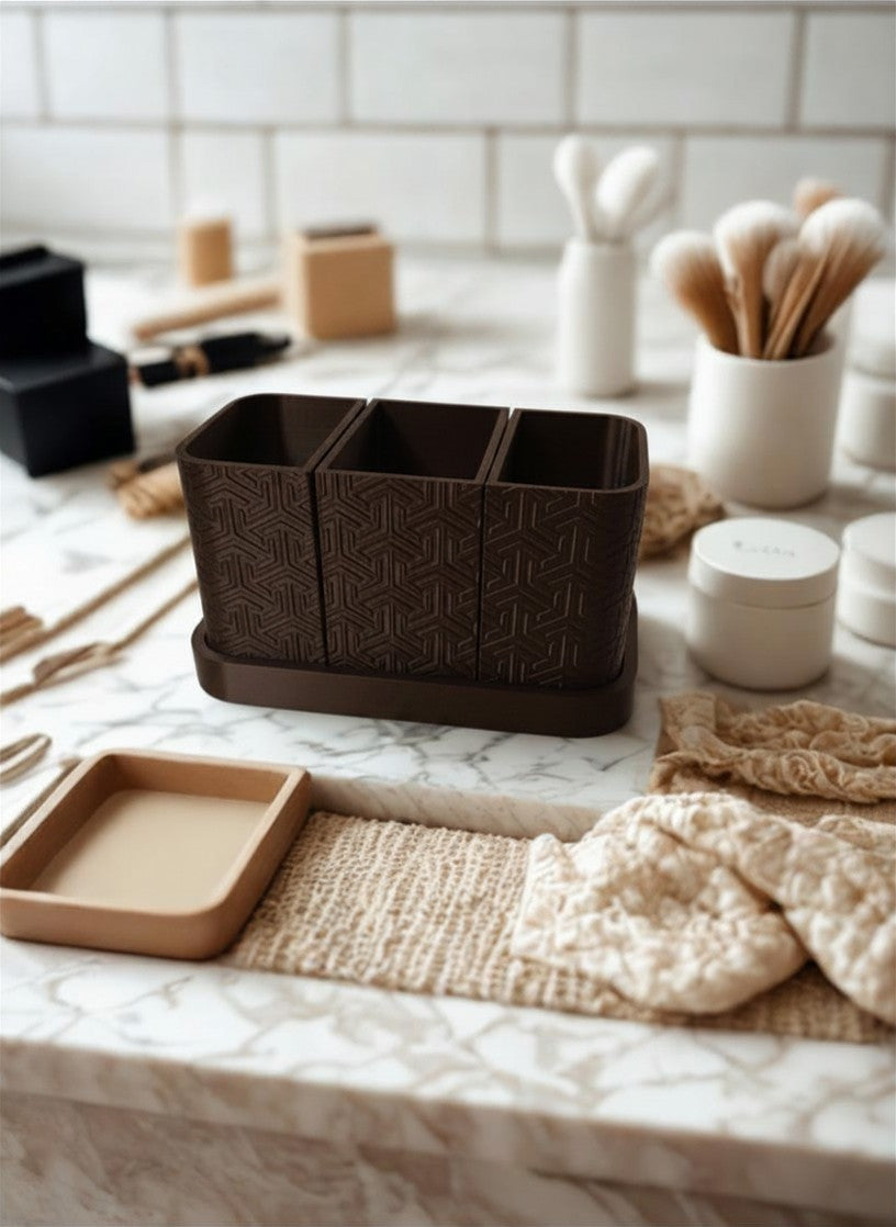 Minimalist 3-Compartment Desk & Vanity Organizer