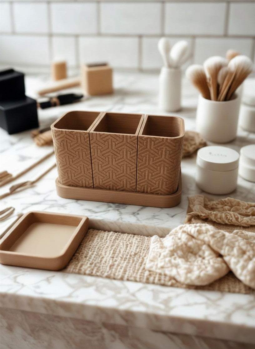 Minimalist 3-Compartment Desk & Vanity Organizer