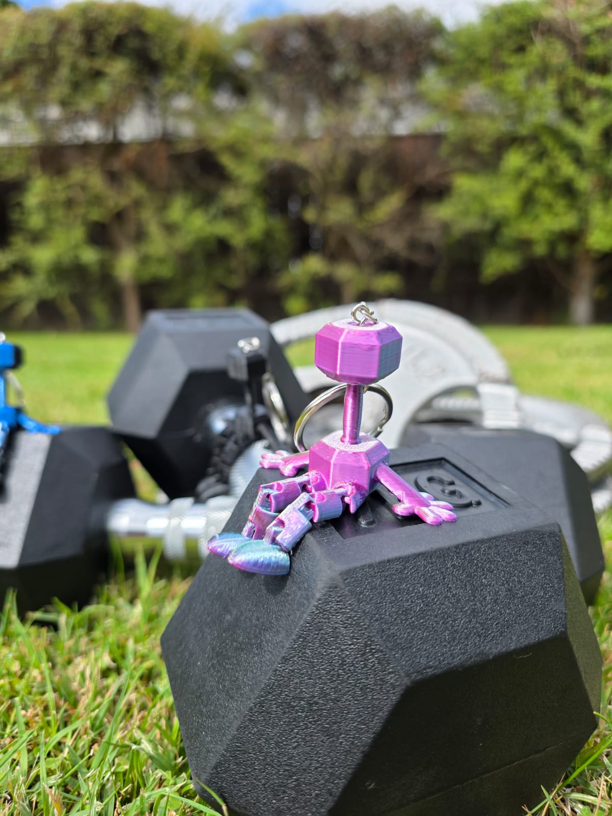 Dumbbell Guy Keychain – 3D Printed Gym Gift